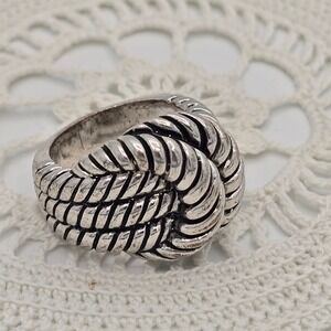 Lia Sophia Ring Love Me Knot Silver Tone Triple Row Knotted Rope Size 6